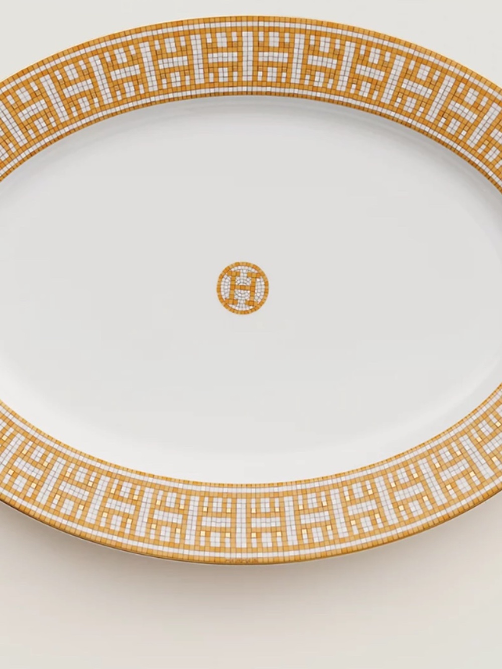100% AUTHENTIC HERMES MOSAIQUE AU 24 GOLD OVAL PLATTER (SMALL MODEL)